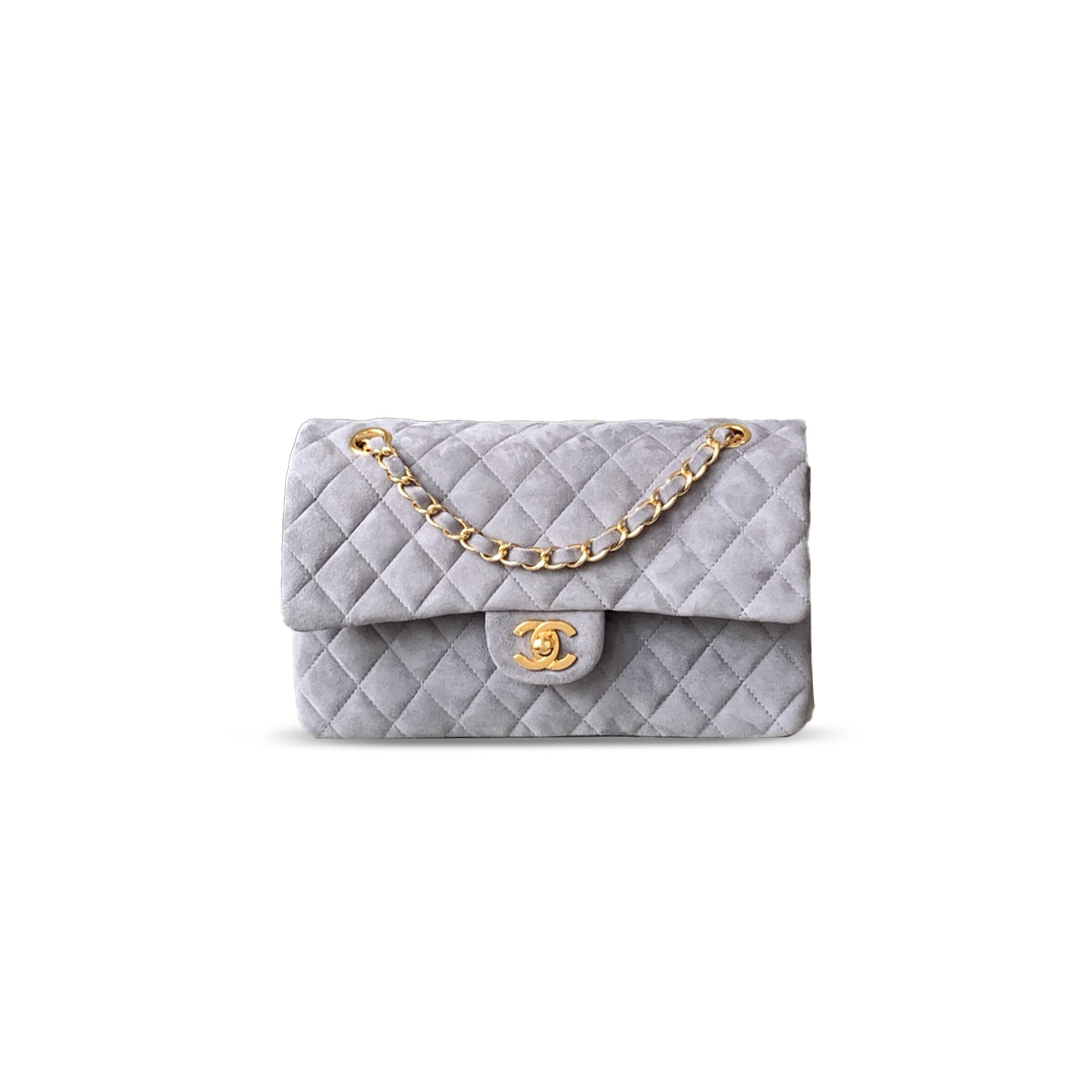 CHANEL MASTER SUEDE MEDIUM DOUBLE FLAP SHOULDER BAG 306484 (25*16*8cm)
